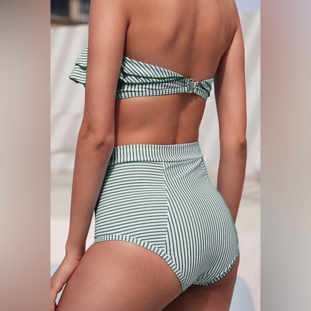 NEW Striped Ruffle Bikini - Picture 5 of 16